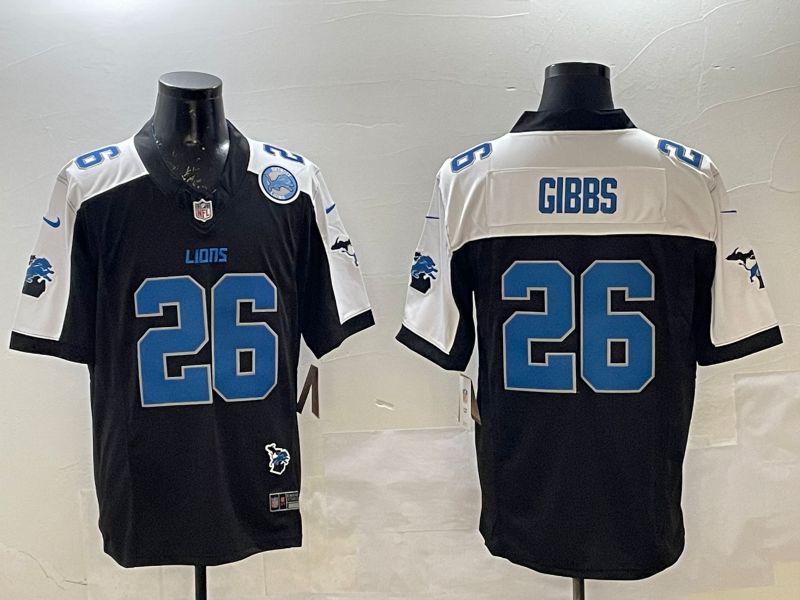 Men Detroit Lions #26 Gibbs Black Thanksgiving three generations 2025 Nike Limited NFL Jersey style 6->detroit lions->NFL Jersey